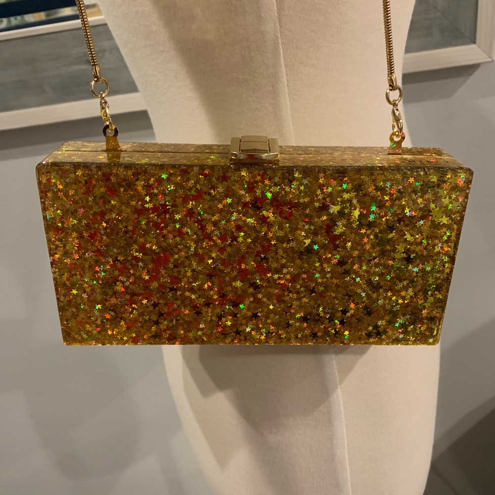 Milly acrylic gold star clutch